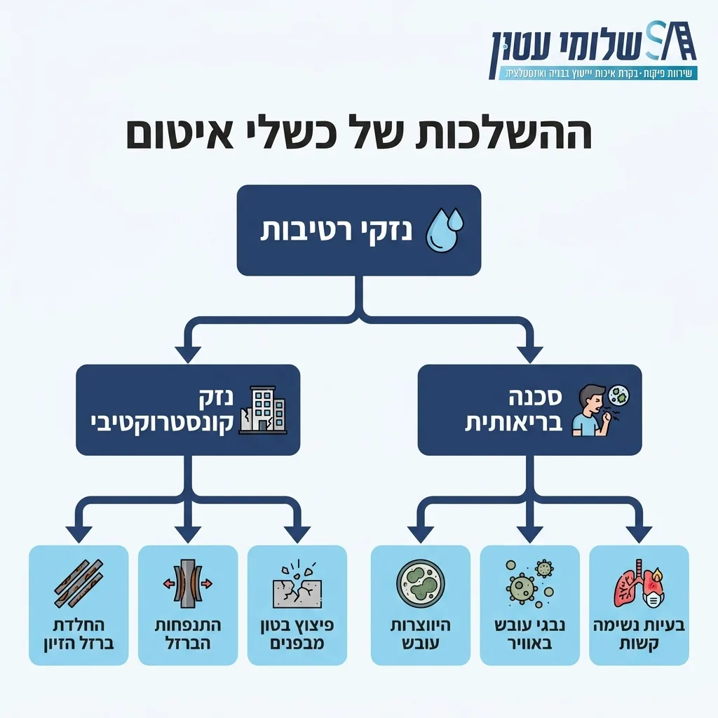 אינפוגרפיקה — ההשלכות של כשלי איטום: נזקי רטיבות
