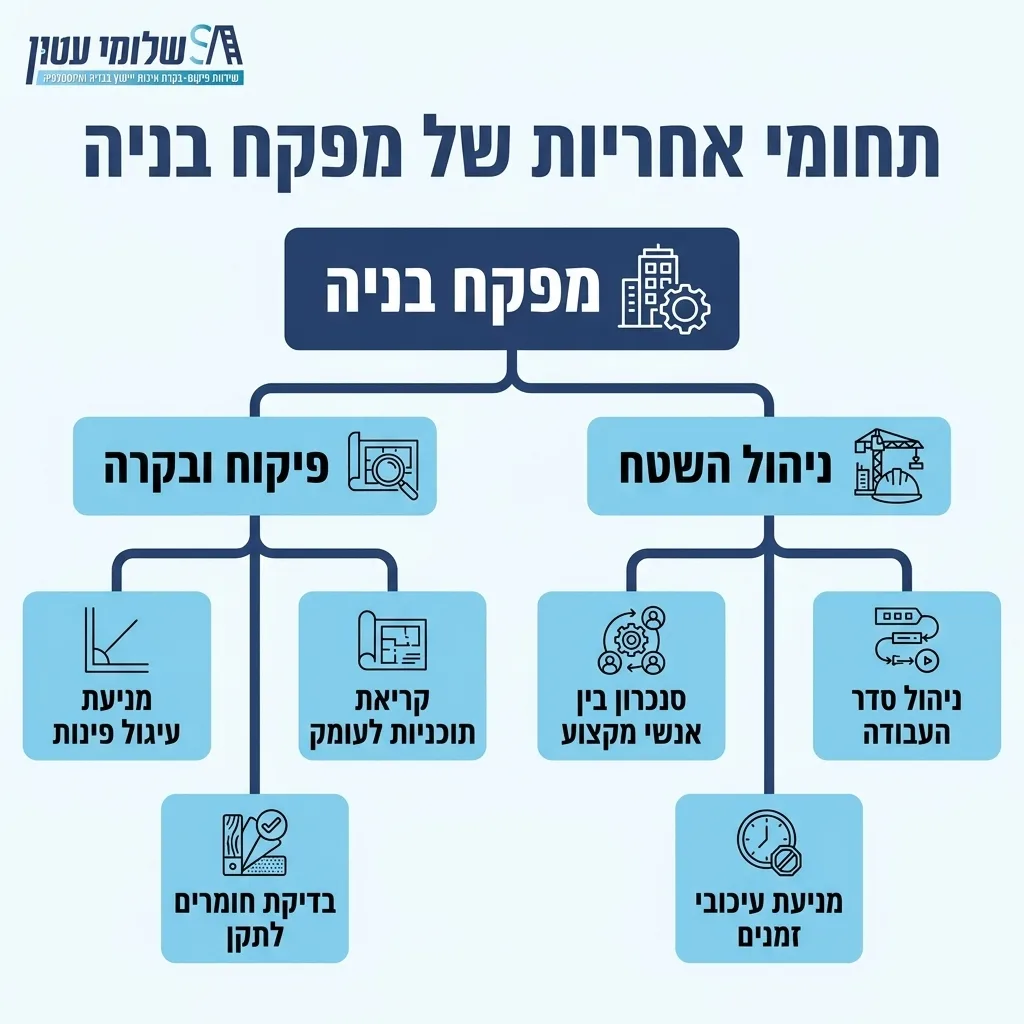 אינפוגרפיקה — תחומי אחריות של מפקח בניה: מפקח בניה